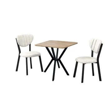 Krylor spisegruppe bord 70 cm + 2 stoler - Krem Valnøtt - Møbler - Bord - Spisegruppe