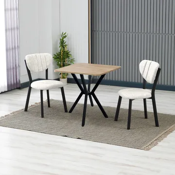 Krylor spisegruppe bord 70 cm + 2 stoler - Krem Valnøtt - Møbler - Bord - Spisegruppe