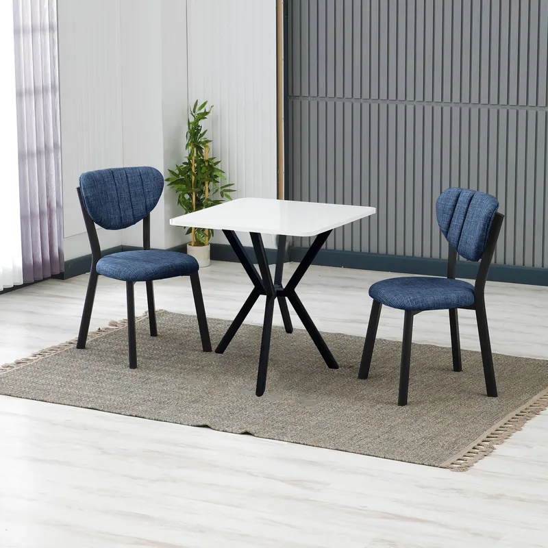 Krylor spisegruppe bord 70 cm + 2 stoler - Marineblå, Hvit - Møbler - Bord - Spisegruppe