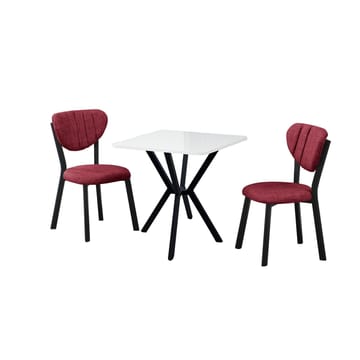 Krylor spisegruppe bord 70 cm + 2 stoler - Vinrød Hvit - Møbler - Bord - Spisegruppe