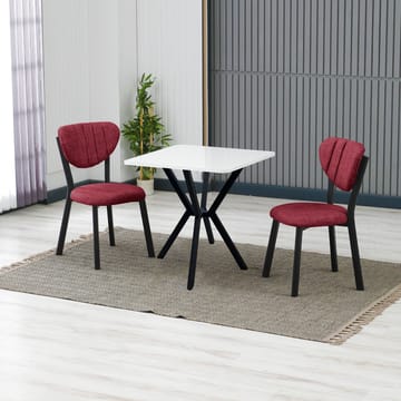 Krylor spisegruppe bord 70 cm + 2 stoler - Vinrød Hvit - Møbler - Bord - Spisegruppe