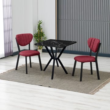 Krylor spisegruppe bord 70 cm + 2 stoler - Vinrød Svart - Møbler - Bord - Spisegruppe