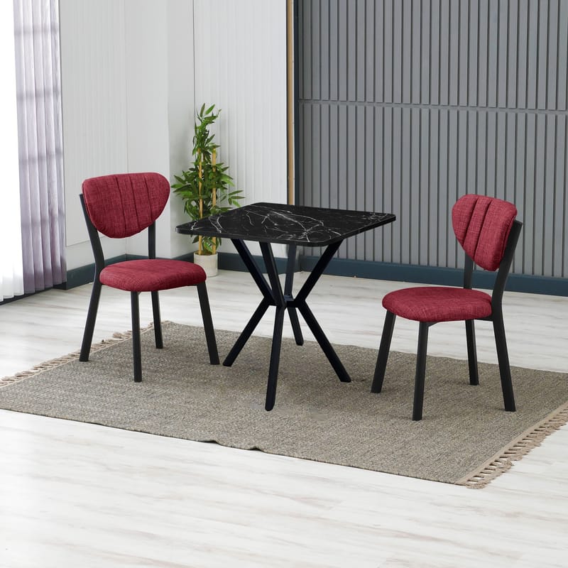 Krylor spisegruppe bord 70 cm + 2 stoler - Vinrød Svart - Møbler - Bord - Spisegruppe