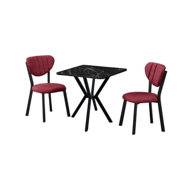 Krylor spisegruppe bord 70 cm + 2 stoler - Vinrød Svart - Møbler - Bord - Spisegruppe