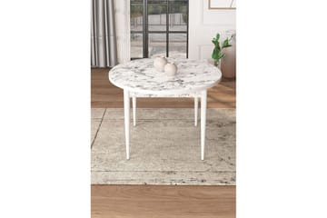 Kummer Spisebord 90 cm Rund - Hvit Marmor/Hvit - Møbler - Bord - Spisebord & kjøkkenbord