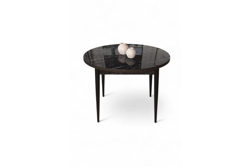 Kummer Spisebord 90 cm Rund, Sort Marmor/Sort