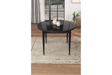 Kummer Spisebord 90 cm Rund - Sort Marmor/Sort - Møbler - Bord - Spisebord & kjøkkenbord