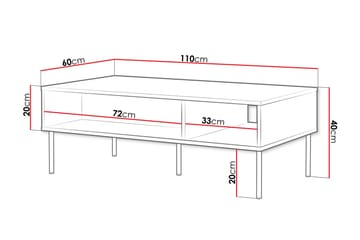 Laholm 110 cm Rektangulært Sofabord med Hyller i Malt Tre - Hvit - Møbler - Bord - Sofabord & salongbord