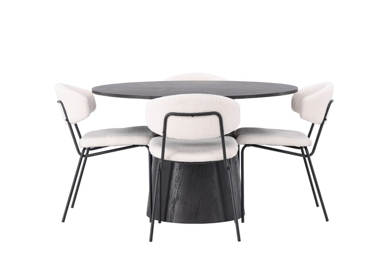 Lanzo Matgruppe 120 cm Rund med 4 Chico Stoler, Mocca