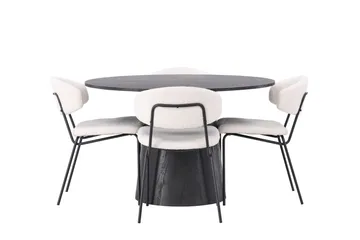 Lanzo Matgruppe 120 cm Rund med 4 Chico Stoler - Mocca - Møbler - Bord - Spisegruppe