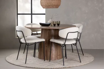 Lanzo Matgruppe 120 cm Rund med 4 Chico Stoler - Natur - Møbler - Bord - Spisegruppe