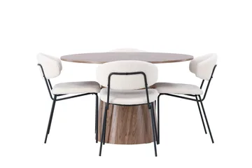 Lanzo Matgruppe 120 cm Rund med 4 Chico Stoler - Natur - Møbler - Bord - Spisegruppe