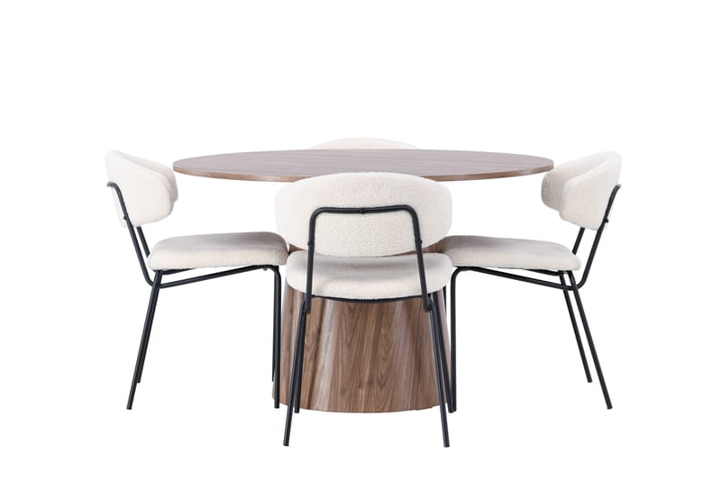 Lanzo Matgruppe 120 cm Rund med 4 Chico Stoler - Natur - Møbler - Bord - Spisegruppe