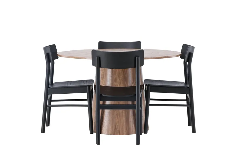 Lanzo Matgruppe 120 cm Rund med 4 Montros Stoler, Natur