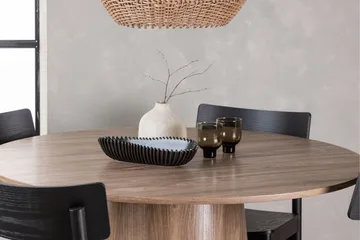 Lanzo Matgruppe 120 cm Rund med 4 Montros Stoler - Natur - Møbler - Bord - Spisegruppe