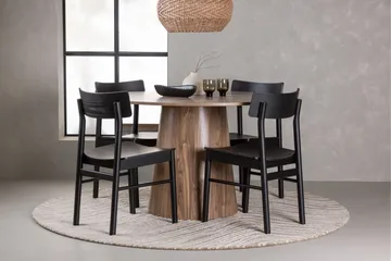 Lanzo Matgruppe 120 cm Rund med 4 Montros Stoler - Natur - Møbler - Bord - Spisegruppe
