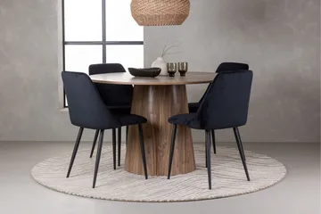 Lanzo Matgruppe 120 cm Rund med 4 Night Stoler - Natur - Møbler - Bord - Spisegruppe