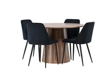 Lanzo Matgruppe 120 cm Rund med 4 Night Stoler - Natur - Møbler - Bord - Spisegruppe