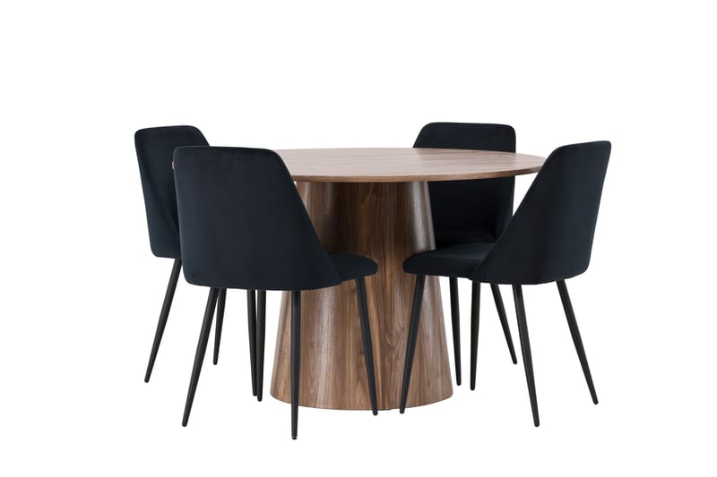 Lanzo Matgruppe 120 cm Rund med 4 Night Stoler - Natur - Møbler - Bord - Spisegruppe