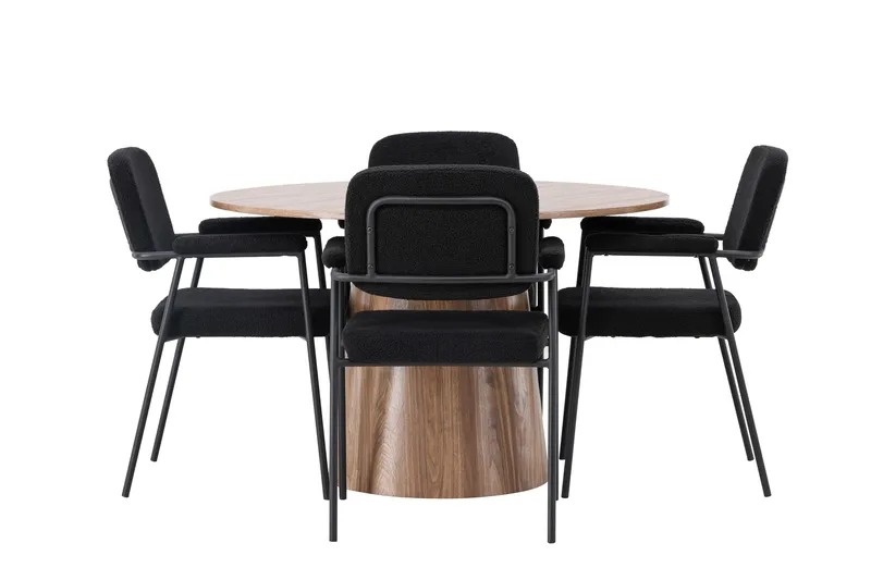 Lanzo Matgruppe 120 cm Rund med 4 Yesterday Stoler, Natur