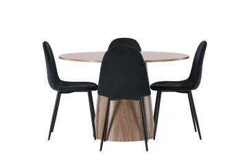 Lanzo Matgruppe 120 cm Rund med 4 Polar Stoler - Natur - Møbler - Bord - Spisegruppe
