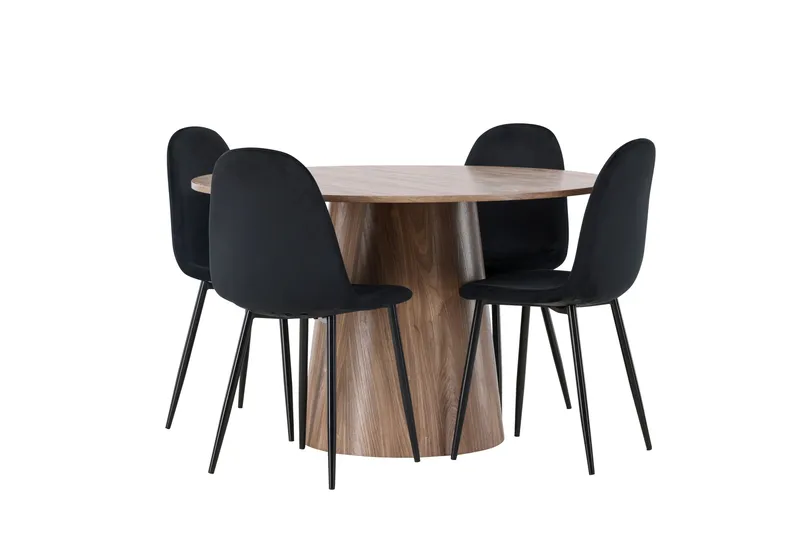 Lanzo Matgruppe 120 cm Rund med 4 Polar Stoler - Natur - Møbler - Bord - Spisegruppe