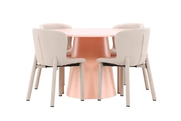 Lanzo rundt spisebord 120 cm med 4 Astoria spisestoler - Møbler - Bord - Spisegruppe