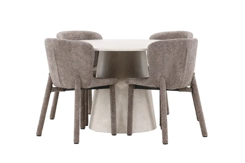 Lanzo rundt spisebord 120 cm med 4 Astoria spisestoler