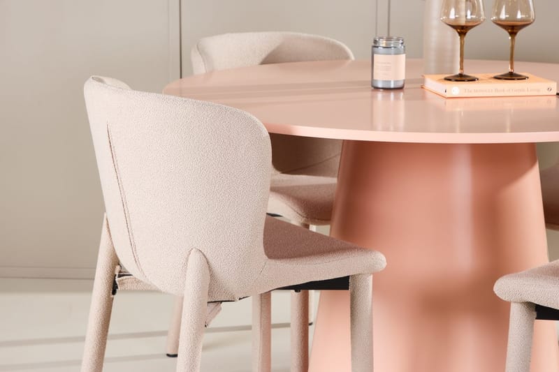 Lanzo rundt spisebord 120 cm med 4 Astoria spisestoler - Møbler - Bord - Spisegruppe