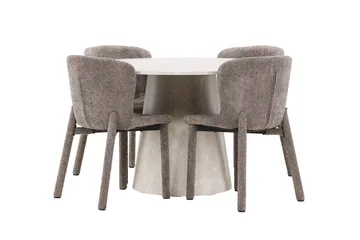 Lanzo rundt spisebord 120 cm med 4 Astoria spisestoler - Møbler - Bord - Spisegruppe