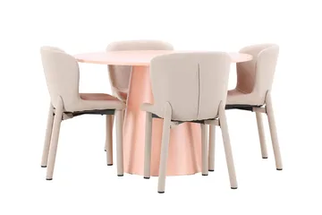 Lanzo rundt spisebord 120 cm med 4 Astoria spisestoler - Møbler - Bord - Spisegruppe