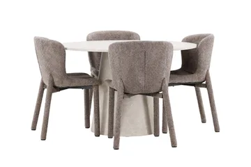 Lanzo rundt spisebord 120 cm med 4 Astoria spisestoler - Møbler - Bord - Spisegruppe