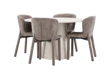 Lanzo rundt spisebord 120 cm med 4 Astoria spisestoler - Møbler - Bord - Spisegruppe