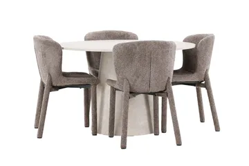 Lanzo rundt spisebord 120 cm med 4 Astoria spisestoler - Møbler - Bord - Spisegruppe