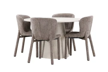 Lanzo rundt spisebord 120 cm med 4 Astoria spisestoler - Møbler - Bord - Spisegruppe