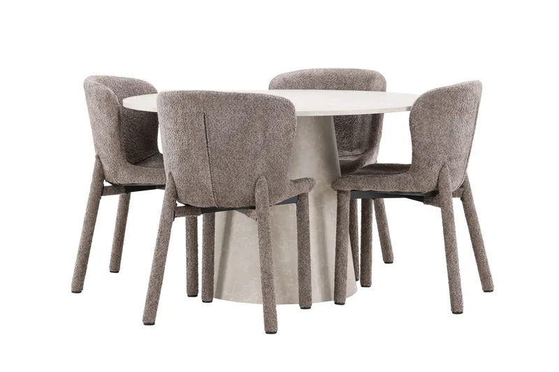 Lanzo rundt spisebord 120 cm med 4 Astoria spisestoler - Møbler - Bord - Spisegruppe