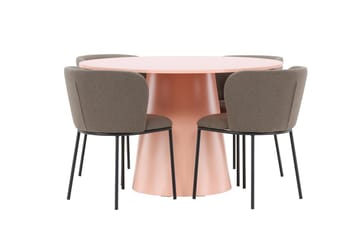 Lanzo rundt spisebord 120 cm med 4 Edina spisestoler - Møbler - Bord - Spisegruppe
