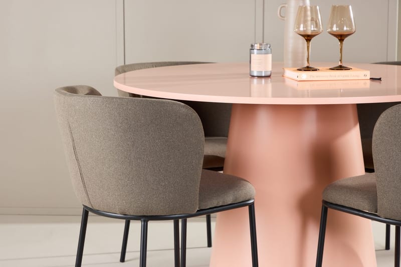 Lanzo rundt spisebord 120 cm med 4 Edina spisestoler - Møbler - Bord - Spisegruppe