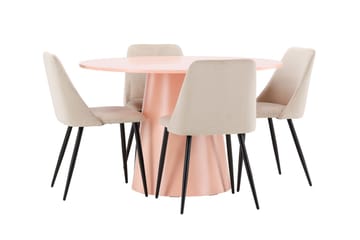Lanzo rundt spisebord 120 cm med 4 Night spisestoler - Møbler - Bord - Spisegruppe