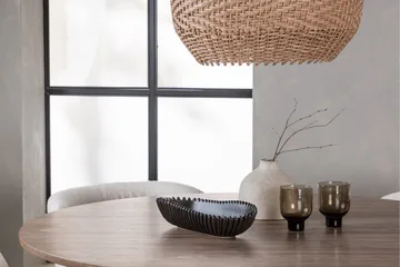 Lanzo Rundt Spisesett i Tre 120 cm med 4 Edina Stoler - Natur / Beige / Hvit - Møbler - Bord - Spisegruppe