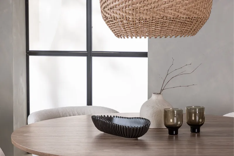 Lanzo Rundt Spisesett i Tre 120 cm med 4 Edina Stoler - Natur / Beige / Hvit - Møbler - Bord - Spisegruppe