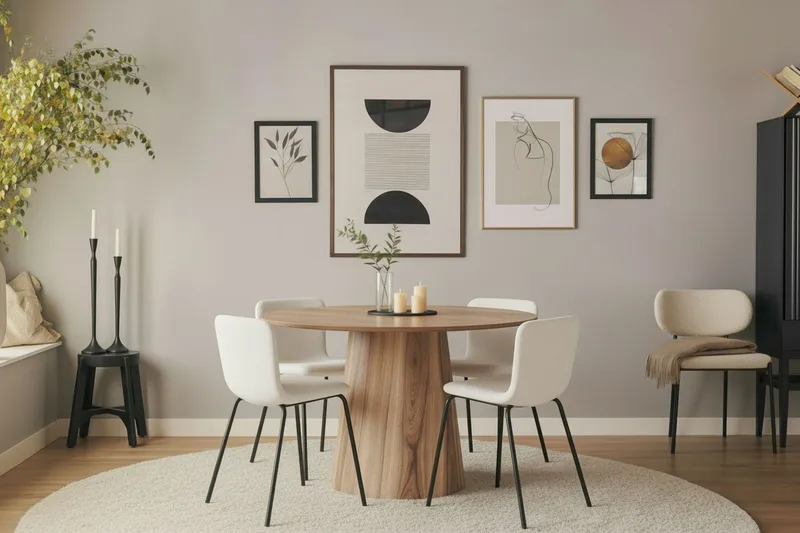 Lanzo Spisebord 120 cm med 4 Katy Spisestoler - Møbler - Bord - Spisegruppe