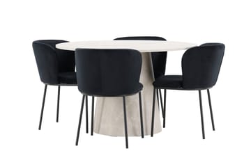 Lanzo spisebord 120 cm rundt med 4 Edina spisestoler - Møbler - Bord - Spisegruppe