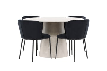 Lanzo spisebord 120 cm rundt med 4 Edina spisestoler - Møbler - Bord - Spisegruppe