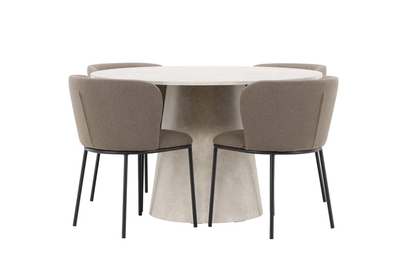 Lanzo spisebord 120 cm rundt med 4 Edina spisestoler - Møbler - Bord - Spisegruppe