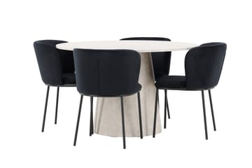 Lanzo spisebord 120 cm rundt med 4 Edina spisestoler - Møbler - Bord - Spisegruppe
