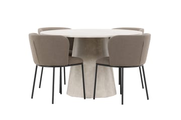 Lanzo spisebord 120 cm rundt med 4 Edina spisestoler - Møbler - Bord - Spisegruppe