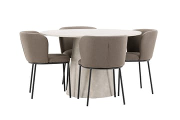 Lanzo spisebord 120 cm rundt med 4 Edina spisestoler - Møbler - Bord - Spisegruppe