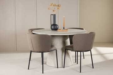 Lanzo spisebord 120 cm rundt med 4 Edina spisestoler - Møbler - Bord - Spisegruppe