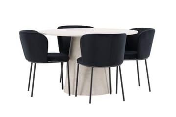 Lanzo spisebord 120 cm rundt med 4 Edina spisestoler - Møbler - Bord - Spisegruppe